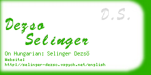 dezso selinger business card